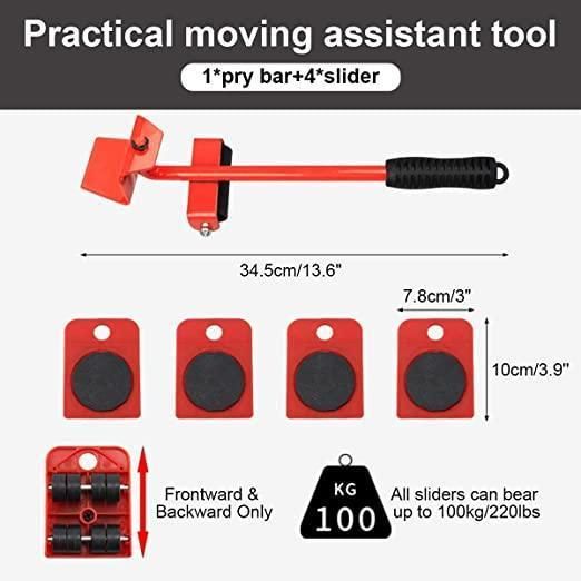 Furniture Mover Lifter Tool Set (5 Pcs) – Heavy Duty Moving Solution