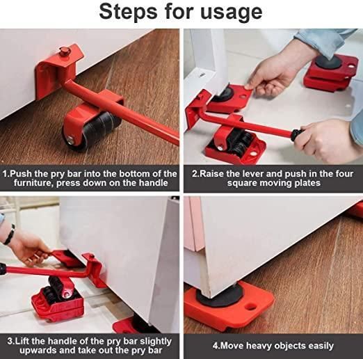 Furniture Mover Lifter Tool Set (5 Pcs) – Heavy Duty Moving Solution